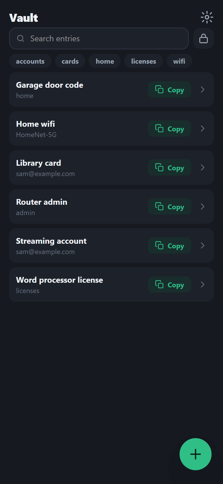 Vault app on a phone