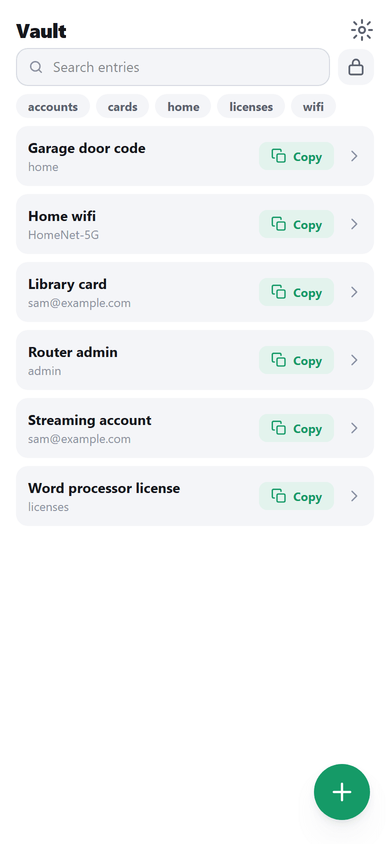 Vault app on a phone